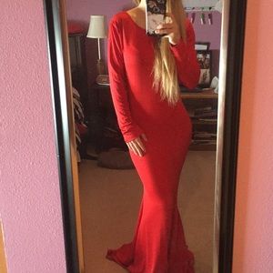 Red Long Sleeve Gown